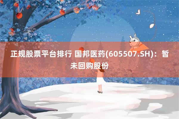 正规股票平台排行 国邦医药(605507.SH)：暂未回购股份