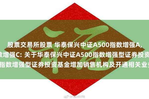 股票交易所股票 华泰保兴中证A500指数增强A,华泰保兴中证A500指数增强C: 关于华泰保兴中证A500指数增强型证券投资基金增加销售机构及开通相关业务的公告
